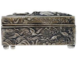 VINTAGE JAPANESE REPOUSSE DRAGON METAL JEWELRY BOX