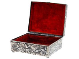 VINTAGE JAPANESE REPOUSSE DRAGON METAL JEWELRY BOX