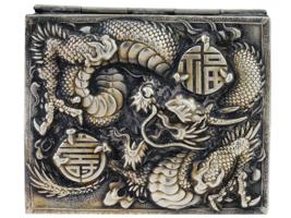 VINTAGE JAPANESE REPOUSSE DRAGON METAL JEWELRY BOX