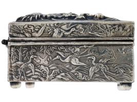 VINTAGE JAPANESE REPOUSSE DRAGON METAL JEWELRY BOX