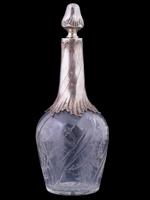 ANTIQUE ART NOUVEAU SILVER CRYSTAL GLASS DECANTER