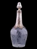 ANTIQUE ART NOUVEAU SILVER CRYSTAL GLASS DECANTER