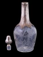 ANTIQUE ART NOUVEAU SILVER CRYSTAL GLASS DECANTER