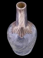 ANTIQUE ART NOUVEAU SILVER CRYSTAL GLASS DECANTER