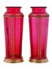 ANTIQUE FRENCH EMPIRE RED GLASS AND GILT BRASS VASES PIC-2