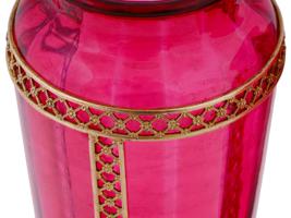 ANTIQUE FRENCH EMPIRE RED GLASS AND GILT BRASS VASES