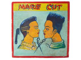 HAND PAINTED GHANA WEST AFRICA BARBERSHOP ADV SIGN