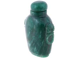 CHINESE HAND CARVED JADE SNUFF BOTTLE WITH STOPPER