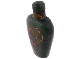 CHINESE HAND CARVED JADE SNUFF BOTTLE WITH STOPPER