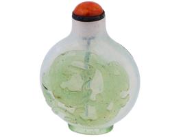 CHINESE DRAGON CARNELIAN PEKING GLASS SNUFF BOTTLE