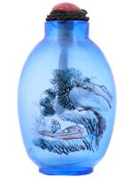 CHINESE REVERSE HAND PAINTED GLASS SNUFF BOTTLE