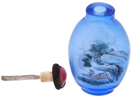 CHINESE REVERSE HAND PAINTED GLASS SNUFF BOTTLE