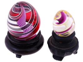 MURANO EGG HAND BLOWN GLASS PAPERWEIGHTS W STANDS