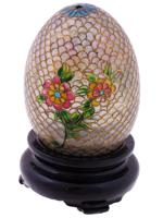 VINTAGE CHINESE PLAQUE A JOUR ENAMEL EGG WITH PEONIES