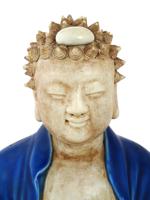 LARGE ANTIQUE 19TH C CHINESE PORCELAIN BUDDHA FIGURE