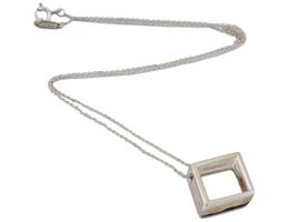 VINTAGE TIFFANY 925 SILVER SQUARE PENDANT ON CHAIN IOB