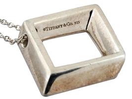 VINTAGE TIFFANY 925 SILVER SQUARE PENDANT ON CHAIN IOB