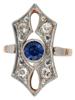 CUSTOM MADE RUSSIAN GOLD DIAMONDS SAPPHIRE RING PIC-0