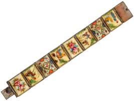 PERSIAN HAND PAINTED PANELS SILVER PLATED BRACELET