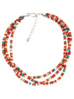 NATIVE AMERICAN TURQUOISE CORAL JADE BEADED NECKLACE