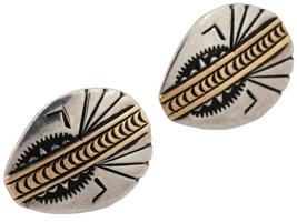 NATIVE AMERICAN 14K GOLD STERLING SILVER EARRINGS