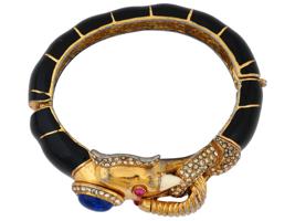 CINER GOLD PLATED ELEPHANT FASHION BANGLE BRACELET