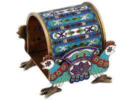 RUSSIAN 88 GILT SILVER ENAMEL NAPKIN RING STAND