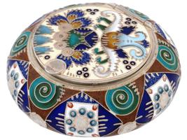 RUSSIAN 88 SILVER AND CLOISONNE ENAMEL PILL BOX