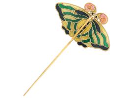 RUSSIAN GILT SILVER PLIQUE A JOUR ENAMEL HAT PIN