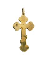 RUSSIAN GILT SILVER ENAMEL ORTHODOX CROSS PENDANT