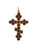 RUSSIAN 88 GILT SILVER GARNET STONE CROSS PENDANT PIC-0