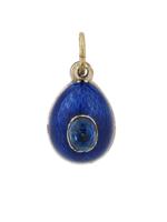 RUSSIAN 88 GILT SILVER ENAMEL GEMSTONE EGG PENDANT