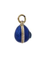 RUSSIAN 88 GILT SILVER ENAMEL GEMSTONE EGG PENDANT