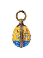 RUSSIAN 88 SILVER AND ENAMEL SWAN LAKE EGG PENDANT