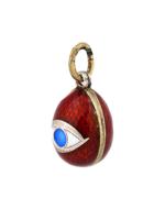 RUSSIAN SILVER GUILLOCHE ENAMEL EYE EGG PENDANT