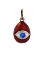 RUSSIAN SILVER GUILLOCHE ENAMEL EYE EGG PENDANT