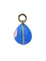 RUSSIAN GILT SILVER GUILLOCHE ENAMEL EGG PENDANT