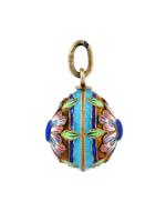 RUSSIAN SILVER GILT ENAMEL AND LAZULI EGG PENDANT