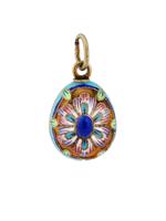 RUSSIAN SILVER GILT ENAMEL AND LAZULI EGG PENDANT