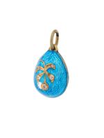 RUSSIAN 88 GILT SILVER ENAMEL DIAMONDS EGG PENDANT