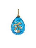 RUSSIAN 88 GILT SILVER ENAMEL DIAMONDS EGG PENDANT