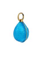 RUSSIAN 88 GILT SILVER ENAMEL DIAMONDS EGG PENDANT