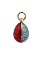 RUSSIAN 88 SILVER GUILLOCHE ENAMEL EGG PENDANT