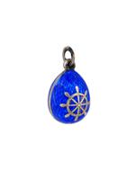 RUSSIAN SILVER GUILLOCHE ENAMEL EGG PENDANT W ANCHOR