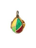 RUSSIAN 84 GILT SILVER ENAMEL EGG LOCKET PENDANT