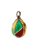 RUSSIAN 84 GILT SILVER ENAMEL EGG LOCKET PENDANT