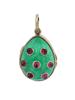 RUSSIAN 88 GILT SILVER ENAMEL RUBY EGG LOCKET PENDANT PIC-2