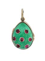 RUSSIAN 88 GILT SILVER ENAMEL RUBY EGG LOCKET PENDANT