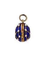 RUSSIAN GILT SILVER ENAMEL PEARL EGG LOCKET PENDANT