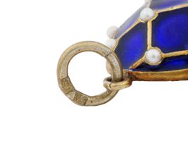 RUSSIAN GILT SILVER ENAMEL PEARL EGG LOCKET PENDANT